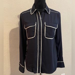 PHILOSOPHY Navy & White Blouse